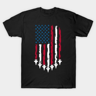 4th of July Fourth 4 Patriotic USA Flag Fighter Jets Men Kid T-Shirt